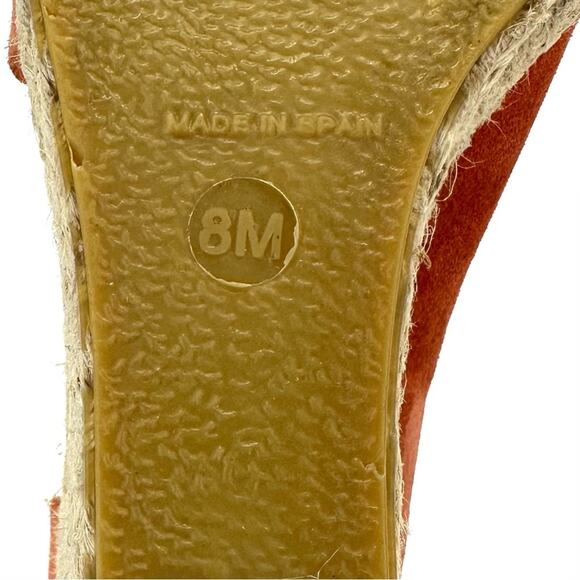 Vince Sonora Orange Suede Wedge Sandal Size 8 Espadrille Platform Open Toe Comfy - Picture 6 of 14